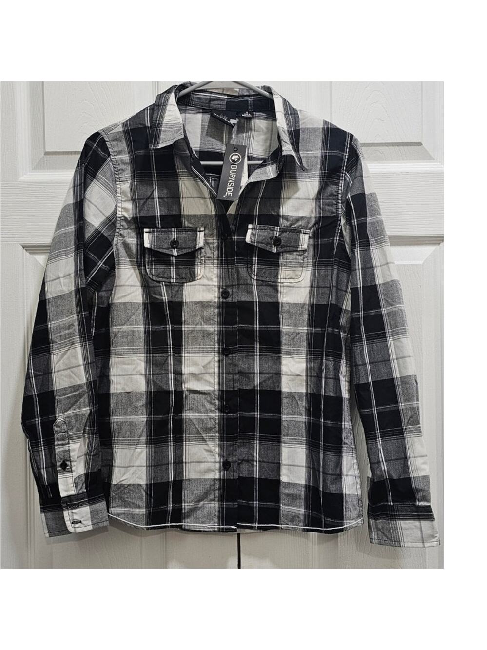 Burnside Button Up Size Small Black white New